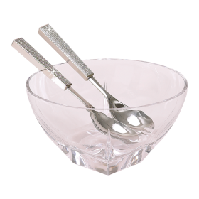 Glitter Galore 2 Pc Salad Set 10.25" Nickel Plated