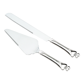 Cake Knife/Server Set with Double Hearts