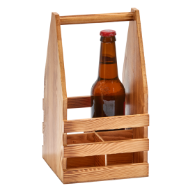 Light Wood 4 Bottle Beverage Caddy