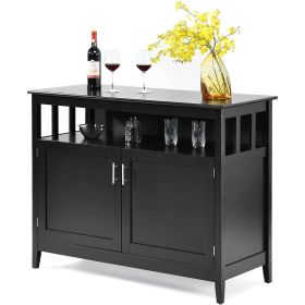 Black Wood 2-Door Dining Buffet Sideboard Cabinet