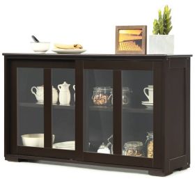 Brown Wood Buffet Kitchen Dining Sideboard Storage Cabinet