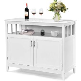 White Wood 2-Door Dining Buffet Sideboard Cabinet