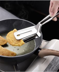 Kitchen stainless steel food clip frying spatula