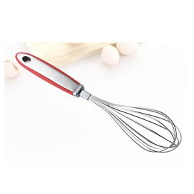 Egg Beater Manual Hand Mixer Red Stainless Steel Wire Whisk