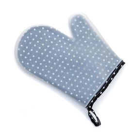 Set of 2 Transparent Oven Mitts Clear Polka DOT Silicone Cotton Lining