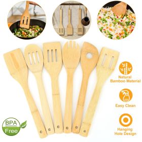 6Pcs Cooking Utensil Bamboo Wooden Spoons Spatula