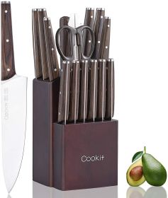 Kitchen Knife Sets; Cookit 15 Piece Knife Sets with Block