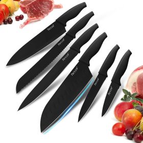 Hecef 6 Pcs Knife Set Black Oxide Japanese Chef Santoku