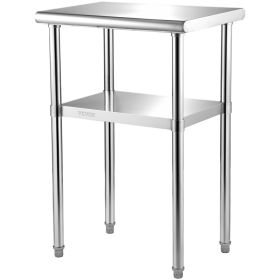 VEVOR Stainless Steel Prep Table, 24 x 18 x 36 Inch, 600lbs Load Capacity