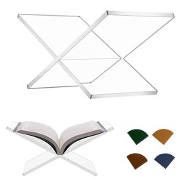 Acrylic Book Stand Clear Book Holder with 4 Bookmarks