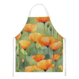 NEW California California Poppies in Watercolor Apron