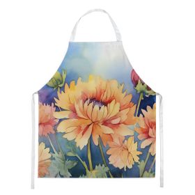 Chrysanthemums in Watercolor Apron