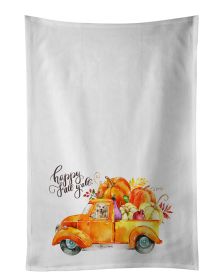 NEW Fall Harvest Golden Retriever Kitchen Towel Set of 2 White Dish Towels