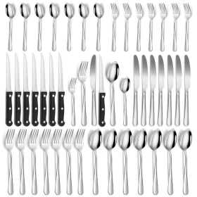 48 Pcs Silverware Set with Steak Knives Service for 8