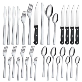 Bestdin 24 Pieces Silverware Set with Steak Knives