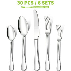 30 Pieces Silverware Set, Stainless Steel Flatware