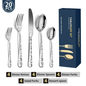 20PCS Silverware Set, Stainless Steel Flatware Set