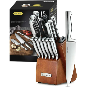 McCook MC29 15-Piece Kitchen Cutlery Knife Block Set