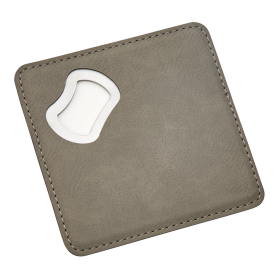 Leatherette Coaster/Opener 4" X 4" (Color: Grey)