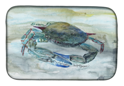 Watercolor Dish Drying Mat (Color: Blue Crab, size: 14 x 21)