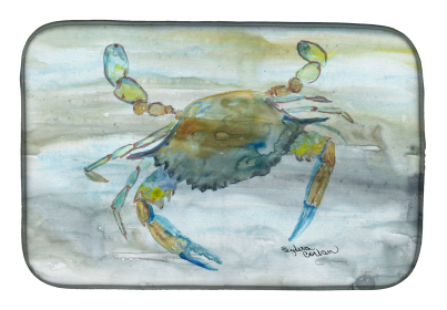 Watercolor Dish Drying Mat (Color: Blue Crab #2, size: 14 x 21)