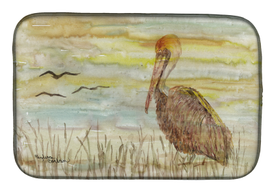 Yellow Sky Dish Drying Mat (Color: Brown Pelican, size: 14 x 21)