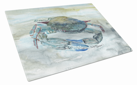 Watercolor Glass Cutting Board Large (Color: Blue Crab, size: 12 x 15)