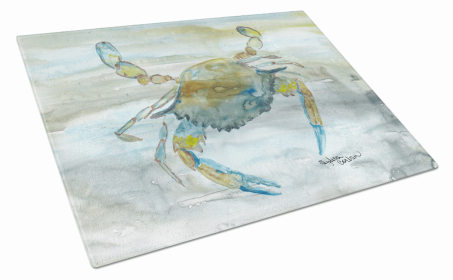 Watercolor Glass Cutting Board Large (Color: Blue Crab #2, size: 12 x 15)