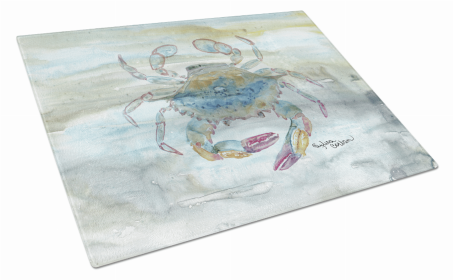 Watercolor Glass Cutting Board Large (Color: Female Blue Crab, size: 12 x 15)