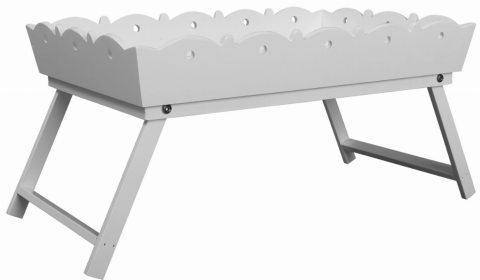 Breakfast Tray with Folding Legs (Color: White)