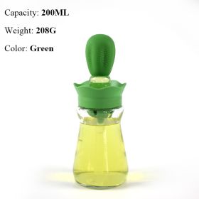 BBQ Tool Oil Bottle With Silicone Brush (Color: style b green)