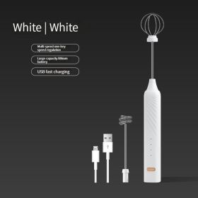 Egg Beater Electric Handheld Rotary Egg Whisk Coffee Frothing Wand (Color: White)