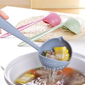 2pcs Long Handle Soup Spoon With Filter Strainer (Color: Pink)