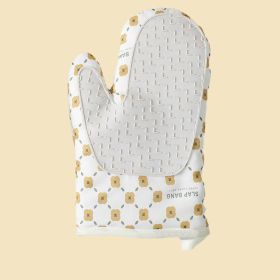 Anti-Scalding Microwave Cotton Non-Slip Oven Mitts (Color: White, Type: Left)