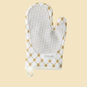 Anti-Scalding Microwave Cotton Non-Slip Oven Mitts (Color: White, Type: Right)