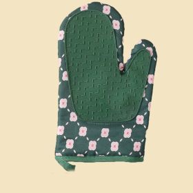 Anti-Scalding Microwave Cotton Non-Slip Oven Mitts (Color: Green, Type: Right)