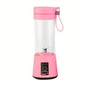 1pc Portable 6 Blades In 3D Juicer Cup, USB Rechargeable (Color: Pink)