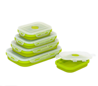 Reusable Pizza Storage Container with  Microwavable Serving Trays (Color: Green, size: 350ML)