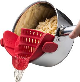 Kitchen Snap N Strain Pot Strainer and Pasta Strainer (Color: Red)