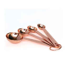 Kitchen Accessories 4Pcs/Set Measuring Cups Spoons Stainless Steel Plated Copper (Color: As pic show, Set Quantity: 4Pcs/Set)