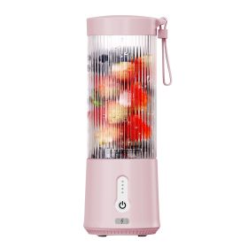 15.2OZ Portable Fruit Blender with 6 Blades Rechargeable Juice Cup (Color: Hotpink)