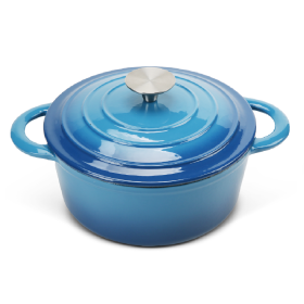 COOKWIN Enameled Cast Iron Dutch Oven with Self Basting Lid (Color: Blue)