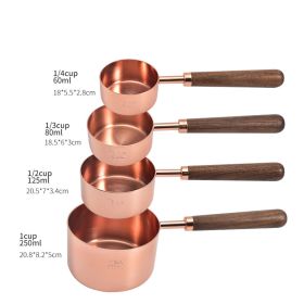 Kitchen Accessories 4Pcs/Set Measuring Cups Spoons Stainless Steel Plated Copper (Color: Rose Gold, Set Quantity: 4Pcs/Set)