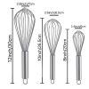 1pc Stainless Steel Whisk 8in/10in/12in